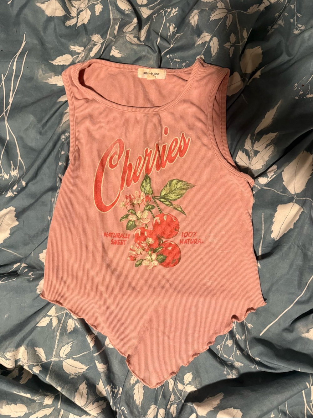 Pink Cherries Graphic Ribbed Tank Top